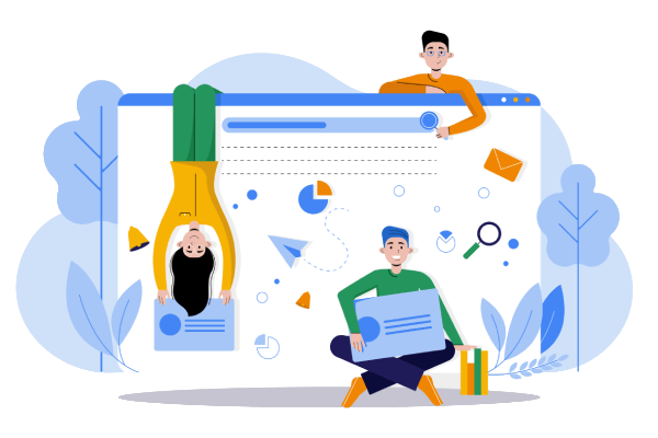 A creative team working together on a digital project
